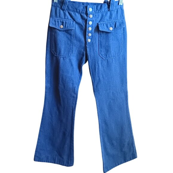 26x30 Vintage 70's Bobby Brooks High-Waist Flared Denim Jeans Snap Fly Hippie